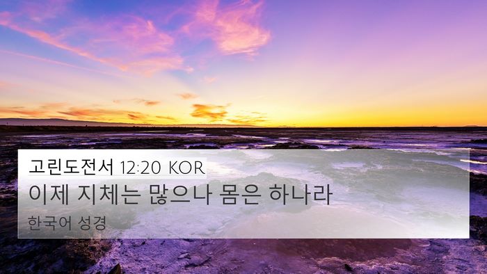 고린도전서 12:20 KOR 4K Wallpaper - 이제 지체는 많으나 몸은 - 4K Wallpaper Bible Verse