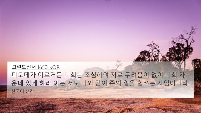 고린도전서 16:10 KOR Bible Verse Image