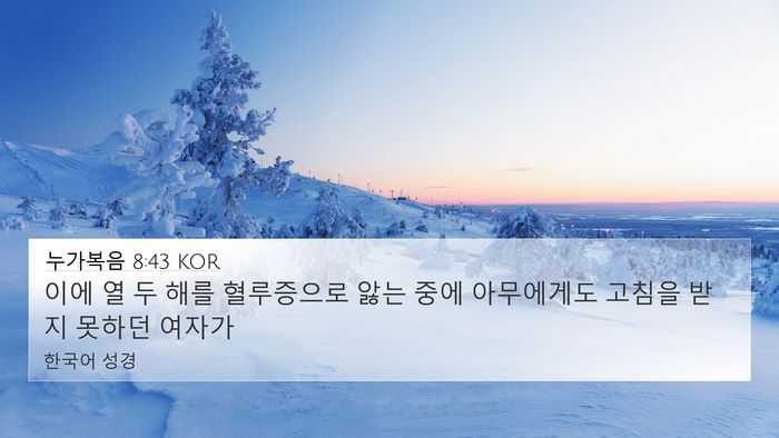 누가복음 8:43 KOR 4K Wallpaper - 이에 열 두 해를 혈루증으로 앓는 - 4K Wallpaper Bible Verse