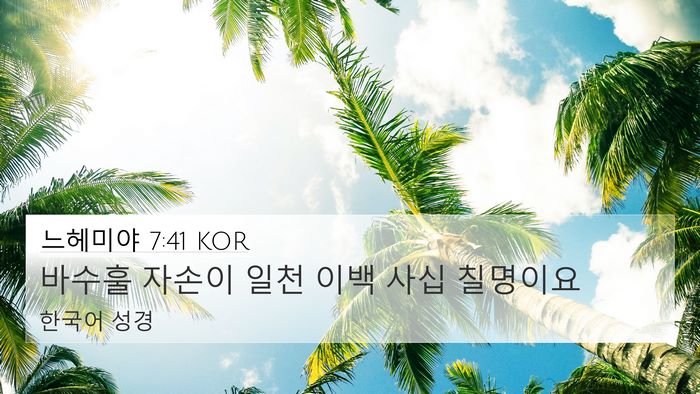 느헤미야 7:41 KOR 4K Wallpaper - 바수훌 자손이 일천 이백 사십 - 4K Wallpaper Bible Verse