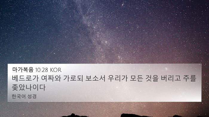 마가복음 10:28 KOR Bible Verse Image
