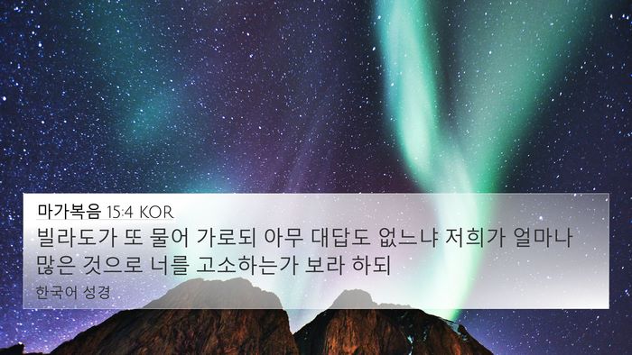 마가복음 15:4 KOR 4K Wallpaper - 빌라도가 또 물어 가로되 아무 - 4K Wallpaper Bible Verse