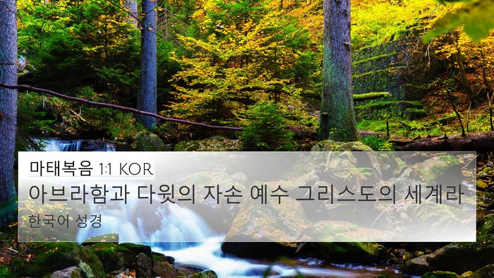마태복음 1:1 KOR 4K Wallpaper - 아브라함과 다윗의 자손 예수 - 4K Wallpaper Bible Verse