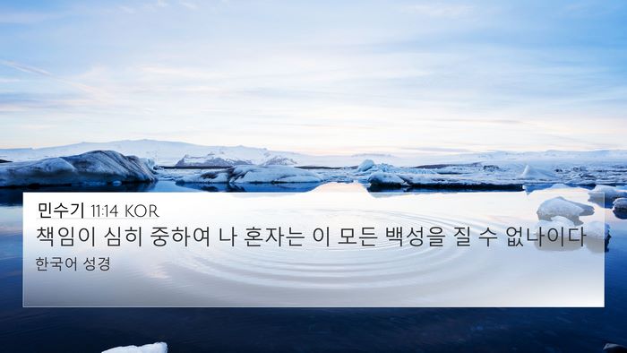 민수기 11:14 KOR 4K Wallpaper - 책임이 심히 중하여 나 혼자는 이 - 4K Wallpaper Bible Verse