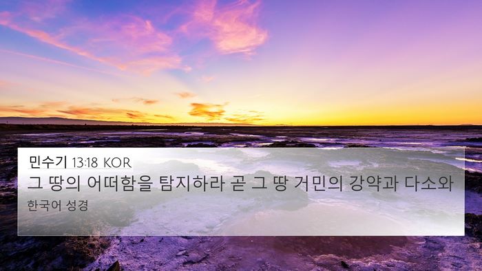 민수기 13:18 KOR 4K Wallpaper - 그 땅의 어떠함을 탐지하라 곧 그 땅 - 4K Wallpaper Bible Verse
