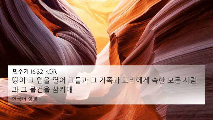 민수기 16:32 KOR Bible Verse Image