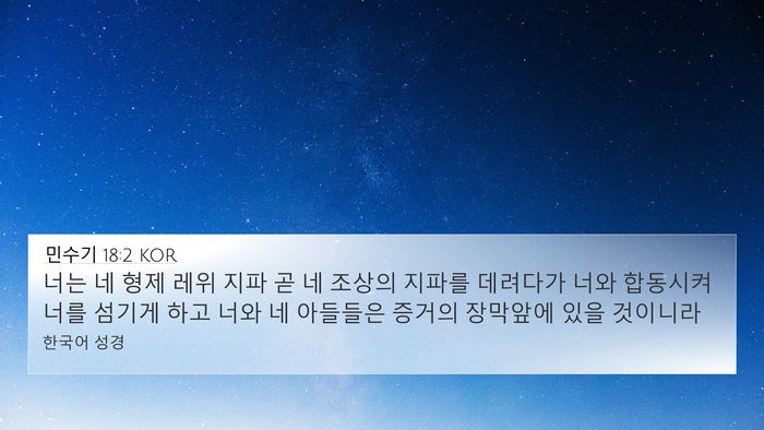민수기 18:2 KOR Bible Verse Image