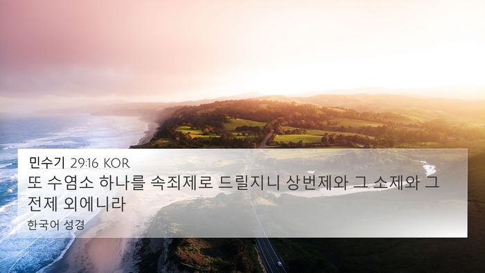 민수기 29:16 KOR 4K Wallpaper - 또 수염소 하나를 속죄제로 드릴지니 - 4K Wallpaper Bible Verse