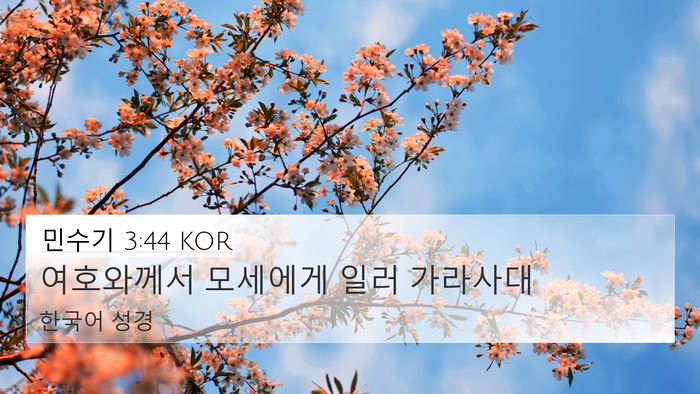민수기 3:44 KOR 4K Wallpaper - 여호와께서 모세에게 일러 - 4K Wallpaper Bible Verse