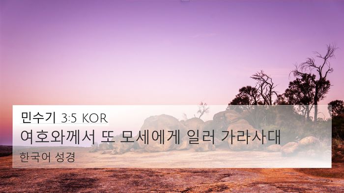 민수기 3:5 KOR 4K Wallpaper - 여호와께서 또 모세에게 일러 - 4K Wallpaper Bible Verse