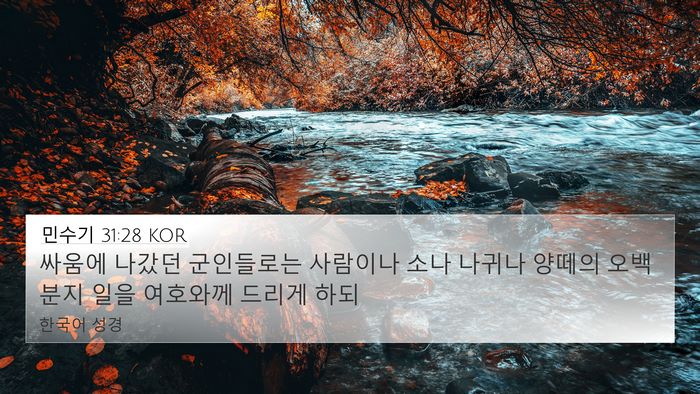 민수기 31:28 KOR 4K Wallpaper - 싸움에 나갔던 군인들로는 사람이나 - 4K Wallpaper Bible Verse