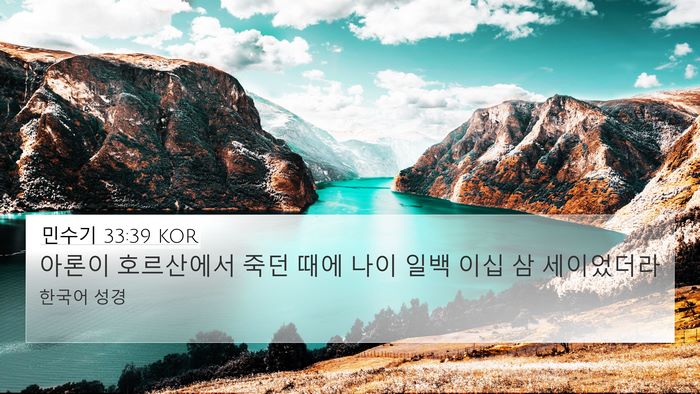 민수기 33:39 KOR 4K Wallpaper - 아론이 호르산에서 죽던 때에 나이 - 4K Wallpaper Bible Verse