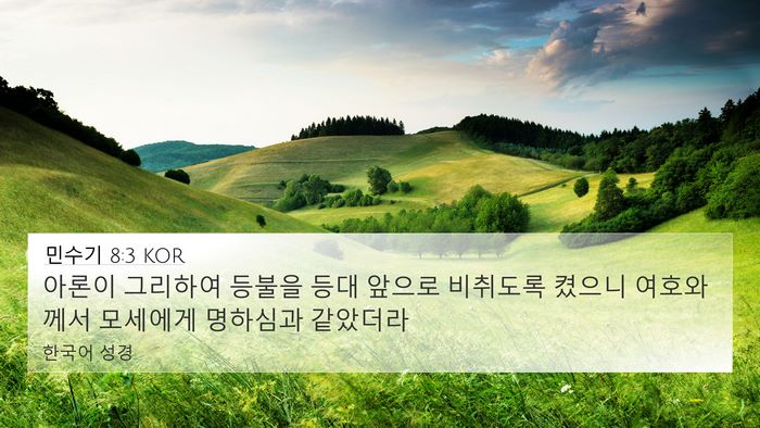 민수기 8:3 KOR 4K Wallpaper - 아론이 그리하여 등불을 등대 앞으로 - 4K Wallpaper Bible Verse