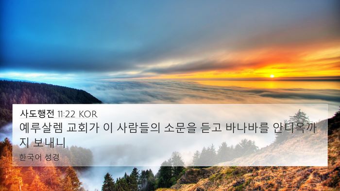 사도행전 11:22 KOR 4K Wallpaper - 예루살렘 교회가 이 사람들의 소문을 - 4K Wallpaper Bible Verse