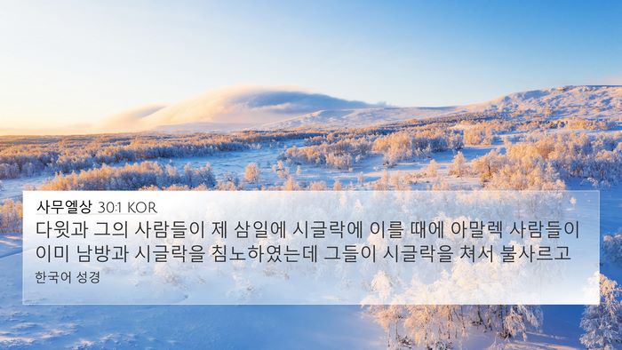 사무엘상 30:1 KOR Bible Verse Image