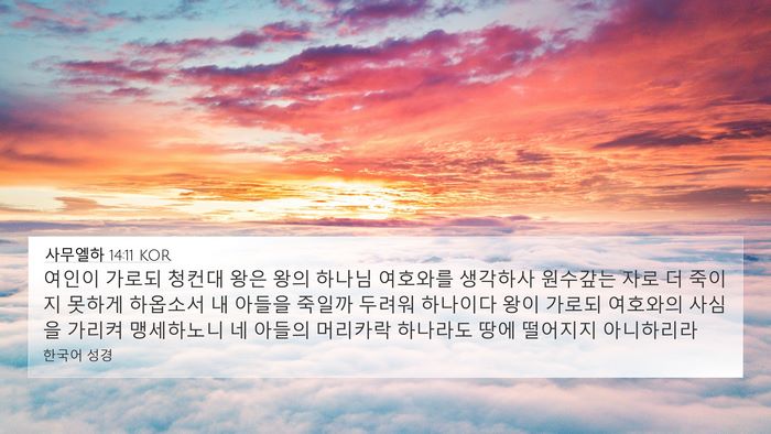 사무엘하 14:11 KOR 4K Wallpaper - 여인이 가로되 청컨대 왕은 왕의 - 4K Wallpaper Bible Verse
