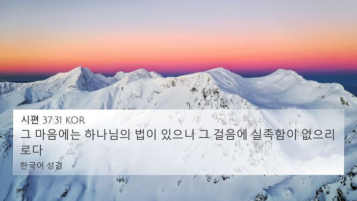 시편 37:31 KOR 4K Wallpaper - 그 마음에는 하나님의 법이 있으니 - 4K Wallpaper Bible Verse