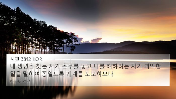 시편 38:12 KOR 4K Wallpaper - 내 생명을 찾는 자가 올무를 놓고 - 4K Wallpaper Bible Verse
