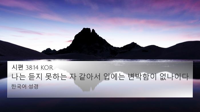 시편 38:14 KOR 4K Wallpaper - 나는 듣지 못하는 자 같아서 입에는 - 4K Wallpaper Bible Verse
