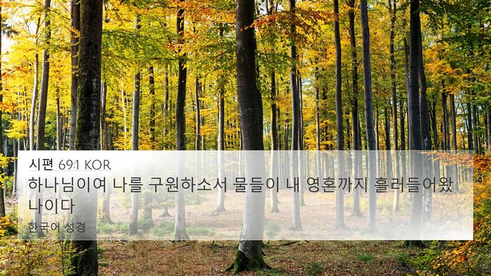 시편 69:1 KOR 4K Wallpaper - 하나님이여 나를 구원하소서 물들이 - 4K Wallpaper Bible Verse