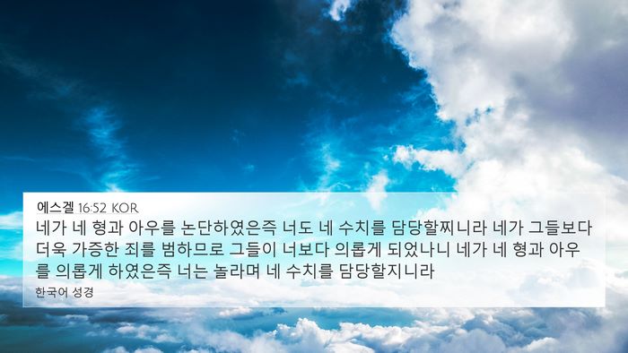 에스겔 16:52 KOR 4K Wallpaper - 네가 네 형과 아우를 논단하였은즉 - 4K Wallpaper Bible Verse