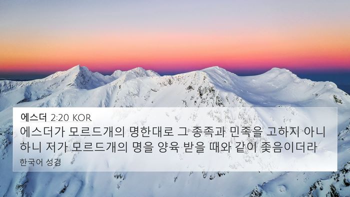 에스더 2:20 KOR Bible Verse Image