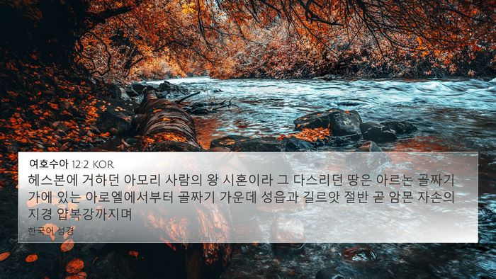여호수아 12:2 KOR 4K Wallpaper - 헤스본에 거하던 아모리 사람의 왕 - 4K Wallpaper Bible Verse