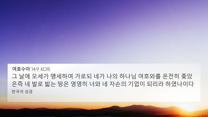 여호수아 14:9 KOR 4K Wallpaper - 그 날에 모세가 맹세하여 가로되 - 4K Wallpaper Bible Verse