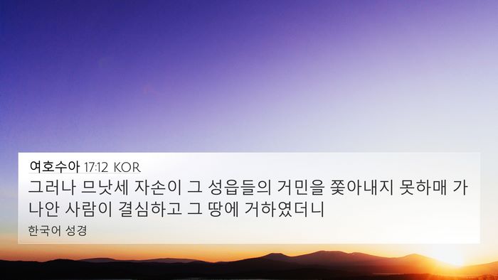 여호수아 17:12 KOR 4K Wallpaper - 그러나 므낫세 자손이 그 성읍들의 - 4K Wallpaper Bible Verse