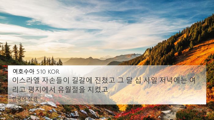 여호수아 5:10 KOR 4K Wallpaper - 이스라엘 자손들이 길갈에 진쳤고 그 - 4K Wallpaper Bible Verse