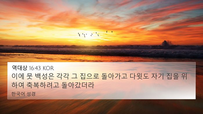 역대상 16:43 KOR 4K Wallpaper - 이에 뭇 백성은 각각 그 집으로 - 4K Wallpaper Bible Verse