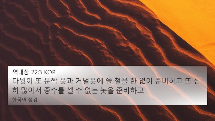 역대상 22:3 KOR Bible Verse Image