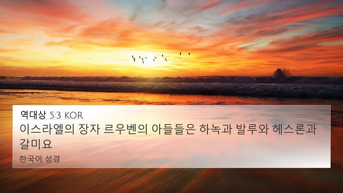 역대상 5:3 KOR 4K Wallpaper - 이스라엘의 장자 르우벤의 아들들은 - 4K Wallpaper Bible Verse