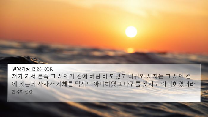 열왕기상 13:28 KOR 4K Wallpaper - 저가 가서 본즉 그 시체가 길에 버린 - 4K Wallpaper Bible Verse