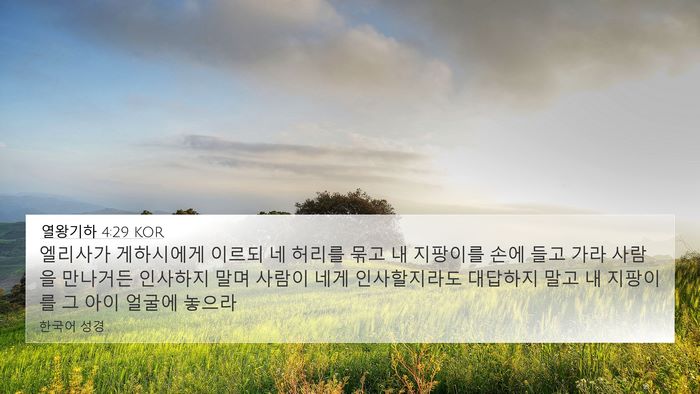 열왕기하 4:29 KOR Bible Verse Image