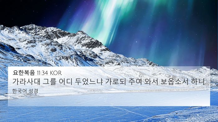 요한복음 11:34 KOR 4K Wallpaper - 가라사대 그를 어디 두었느냐 가로되 - 4K Wallpaper Bible Verse