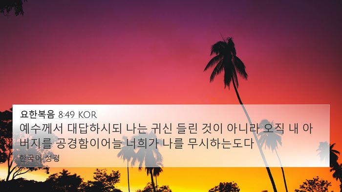 요한복음 8:49 KOR 4K Wallpaper - 예수께서 대답하시되 나는 귀신 들린 - 4K Wallpaper Bible Verse