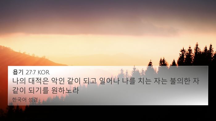 욥기 27:7 KOR 4K Wallpaper - 나의 대적은 악인 같이 되고 일어나 - 4K Wallpaper Bible Verse