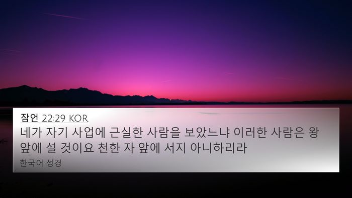 잠언 22:29 KOR Bible Verse Image