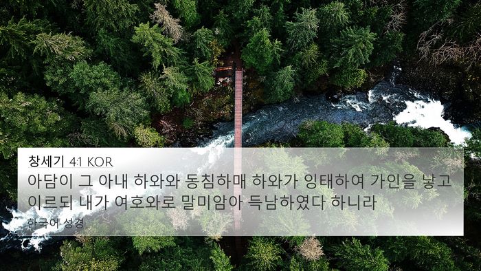 창세기 4:1 KOR 4K Wallpaper - 아담이 그 아내 하와와 동침하매 - 4K Wallpaper Bible Verse
