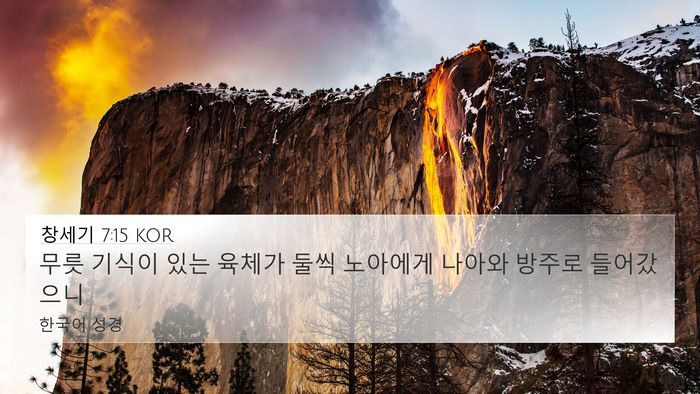 창세기 7:15 KOR 4K Wallpaper - 무릇 기식이 있는 육체가 둘씩 - 4K Wallpaper Bible Verse