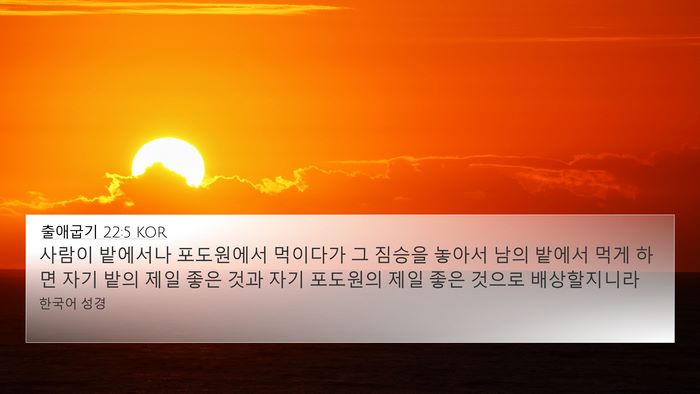 출애굽기 22:5 KOR Bible Verse Image