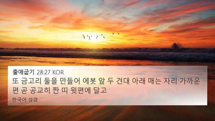 출애굽기 28:27 KOR 4K Wallpaper - 또 금고리 둘을 만들어 에봇 앞 두 - 4K Wallpaper Bible Verse