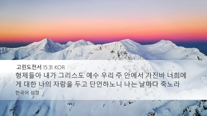 고린도전서 15:31 KOR Bible Verse Image
