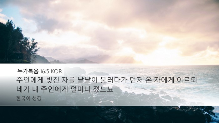 누가복음 16:5 KOR Bible Verse Image