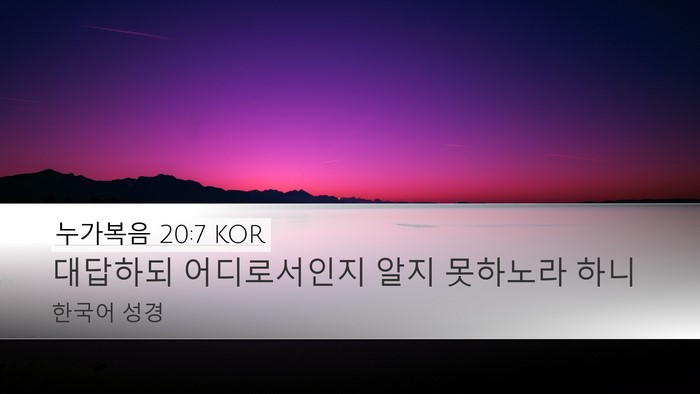 누가복음 20:7 KOR Bible Verse Image