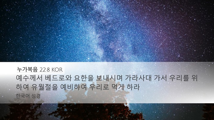 누가복음 22:8 KOR Desktop Wallpaper - 예수께서 베드로와 요한을 보내시며 - Desktop Bible Verse Wallpaper