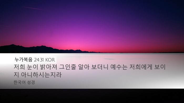 누가복음 24:31 KOR Bible Verse Image