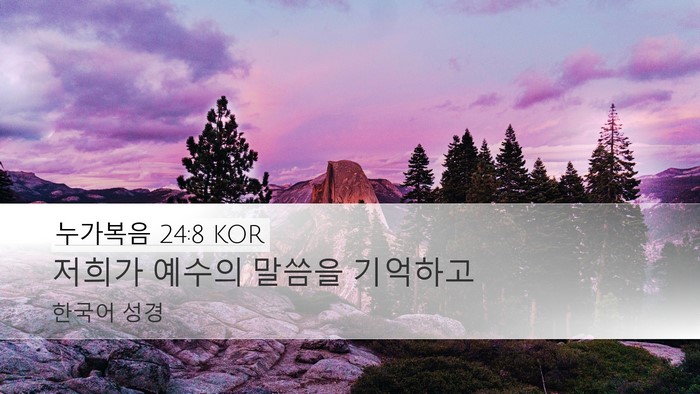 누가복음 24:8 KOR Desktop Wallpaper - 저희가 예수의 말씀을 - Desktop Bible Verse Wallpaper