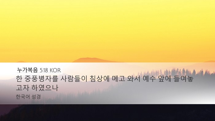 누가복음 5:18 KOR Desktop Wallpaper - 한 중풍병자를 사람들이 침상에 메고 - Desktop Bible Verse Wallpaper
